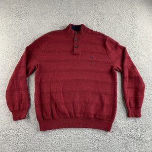 NEW Ralph Lauren Chaps‎ Sweater Mens XL Red Maroon Striped Mock Pullover Chunky